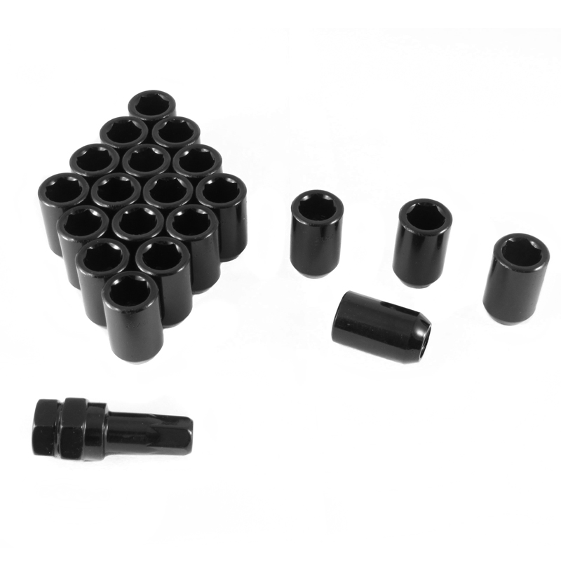 Pack de 20 écrous étoile + clé 12x125 noir