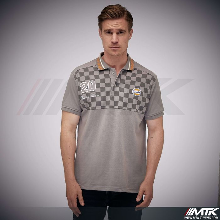 Polo Gulf Damier N°20 Gris Pour Homme