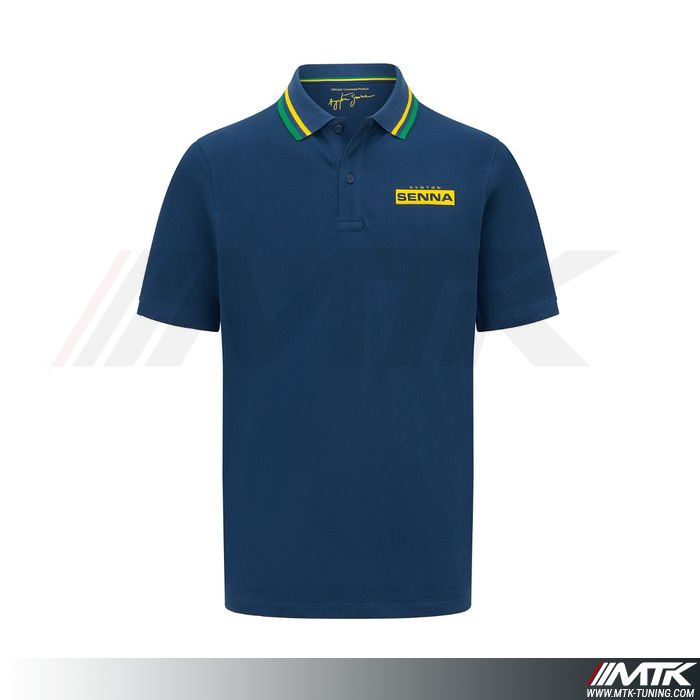 Polo Ayrton Senna Logo Bleu Pour Homme