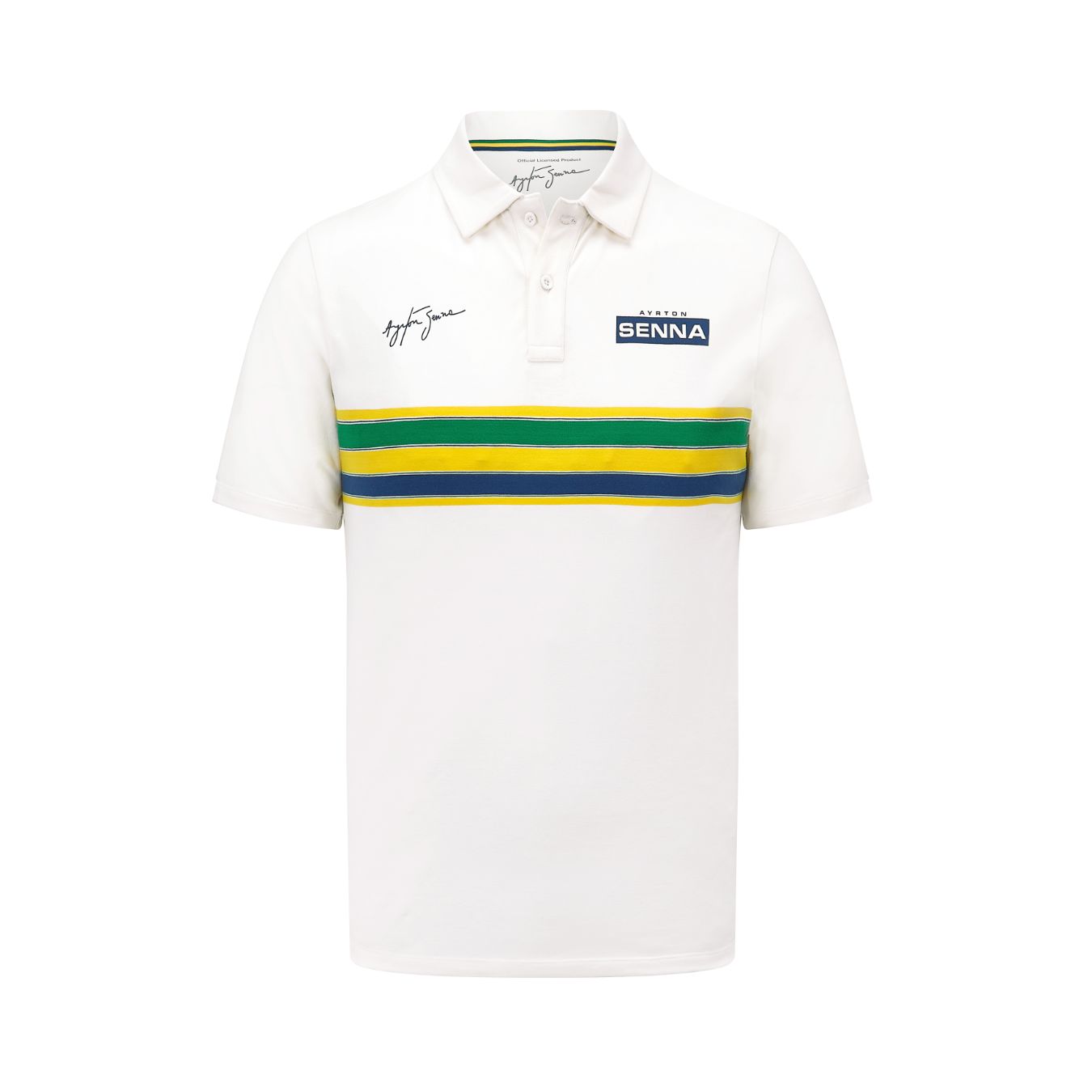 Polo Ayrton Senna Stripe Blanc Pour Homme
