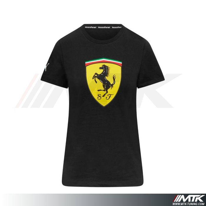 T-Shirt Ferrari Logo Large Femme Noir