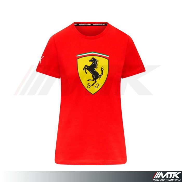 T-Shirt Ferrari Logo Large Femme Rouge