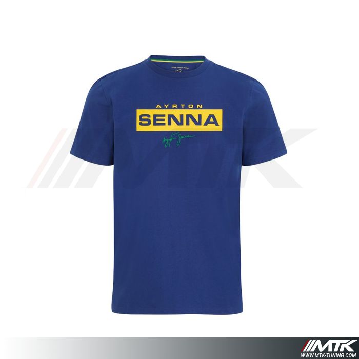 T-Shirt Ayrton Senna Logo Bleu Homme