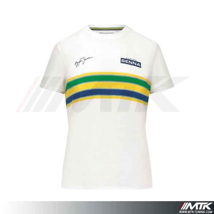 T-Shirt Ayrton Senna Stripe Blanc Femme