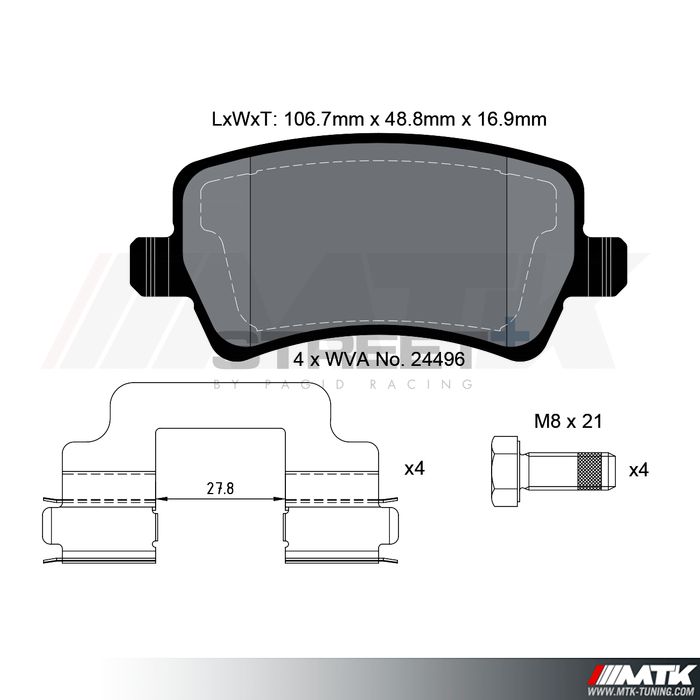 Plaquettes Pagid Street Plus T8076SP2001