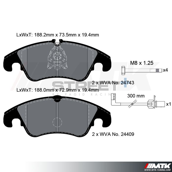 Plaquettes Pagid Street Plus T8093SP2001