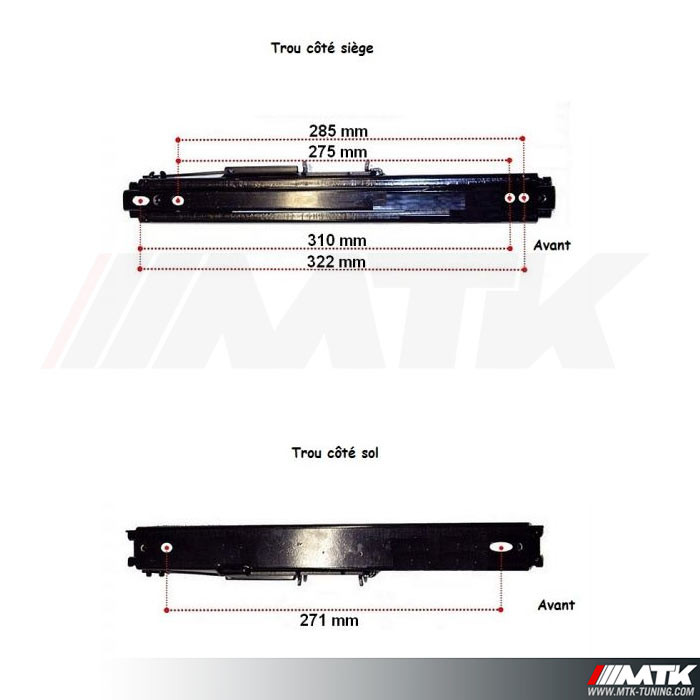 AUTO-STYLE Set de glissières universel pour 1 Siège baquet avec réglage frontal