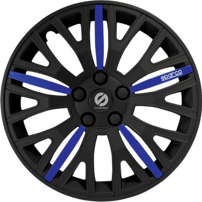 4 Enjoliveurs Sparco Noir Bleu 13 Au 16 Pouces