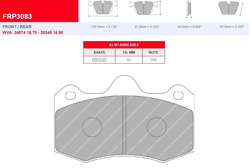 Plaquettes Ferodo DS 2500 FRP3083H - RENAULT