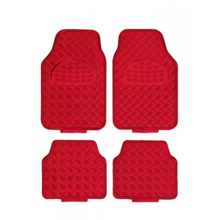 AllRight Tapis de Sol pour Voiture Auto 4 pcs Universel Découpable en Caoutchouc Antidérapant Noir 