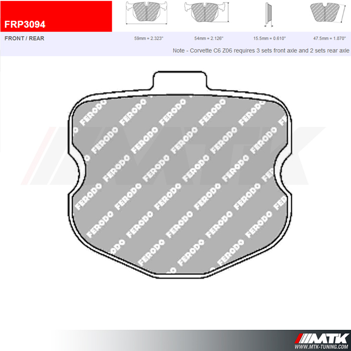 Plaquettes Racing Ferodo DS1.11 Corvette C6 Z06