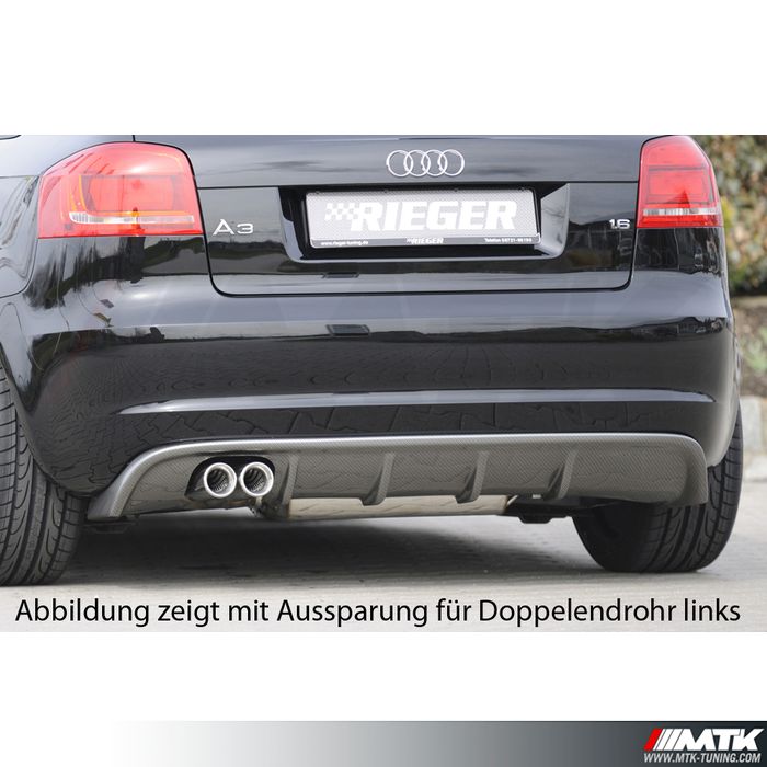 Diffuseur RIEGER de pare-choc arrière Audi A3 8P Sportback