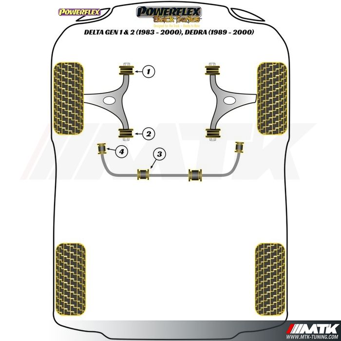 Silentblocs Powerflex Black series Lancia Delta 831 - 836