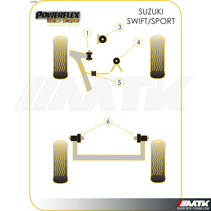 Silentblocs Powerflex Black series Suzuki Swift Sport ZC31S