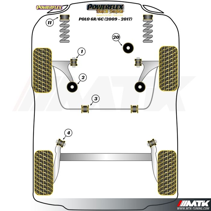 Silentblocs Powerflex Black series Volkswagen Polo 6R - 6C