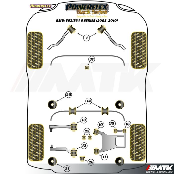 Silentblocs Powerflex Black series BMW Serie 6 E63 - E64