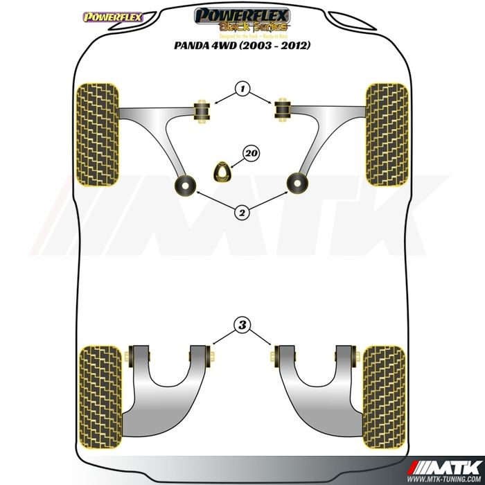 Silentblocs Powerflex Black series Fiat Panda 4wd