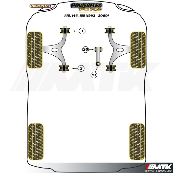 Silentblocs Powerflex Black series Alfa Romeo 145 - 146 - 155