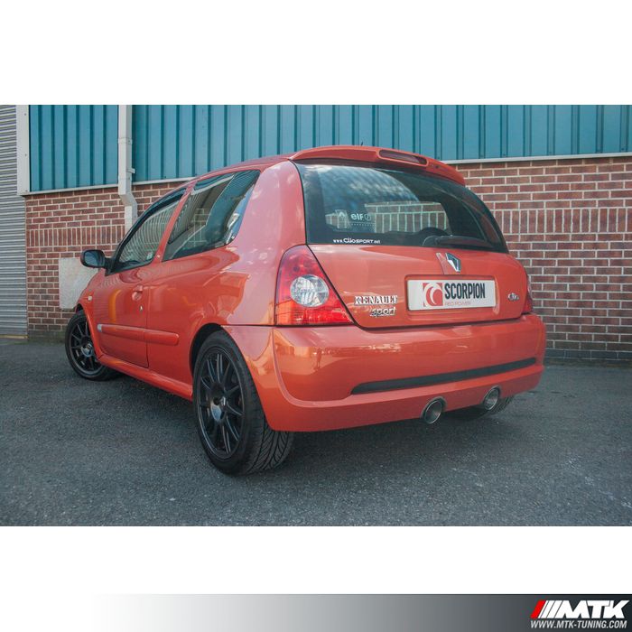 Catback Scorpion avec tube intermediaire Renault Clio 2 RS 182