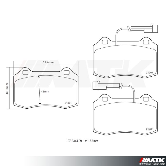 Plaquettes de frein Brembo HP2000 07.B314.39