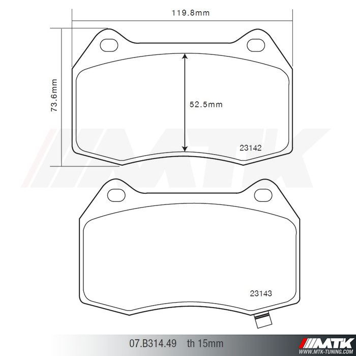 Plaquettes de frein Brembo HP2000 07.B314.49