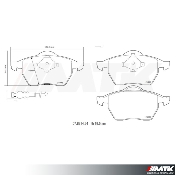 Plaquettes de frein Brembo HP2000 07.B314.54