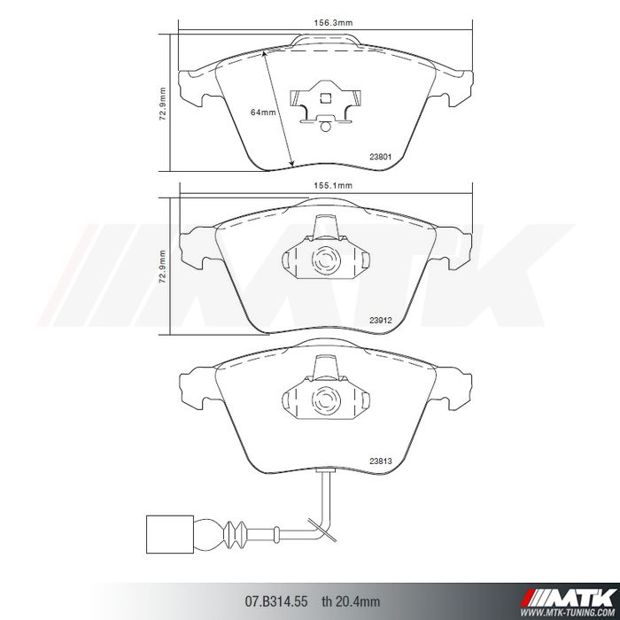 Plaquettes de frein Brembo HP2000 07.B314.55