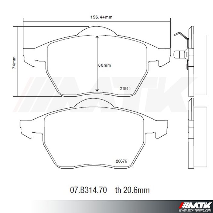 Plaquettes de frein Brembo HP2000 07.B314.27