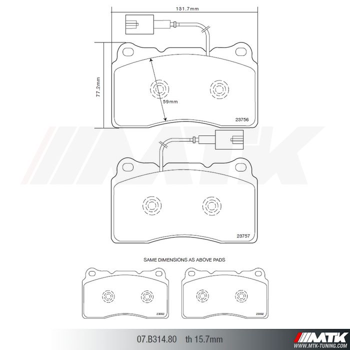 Plaquettes de frein Brembo HP2000 07.B314.80