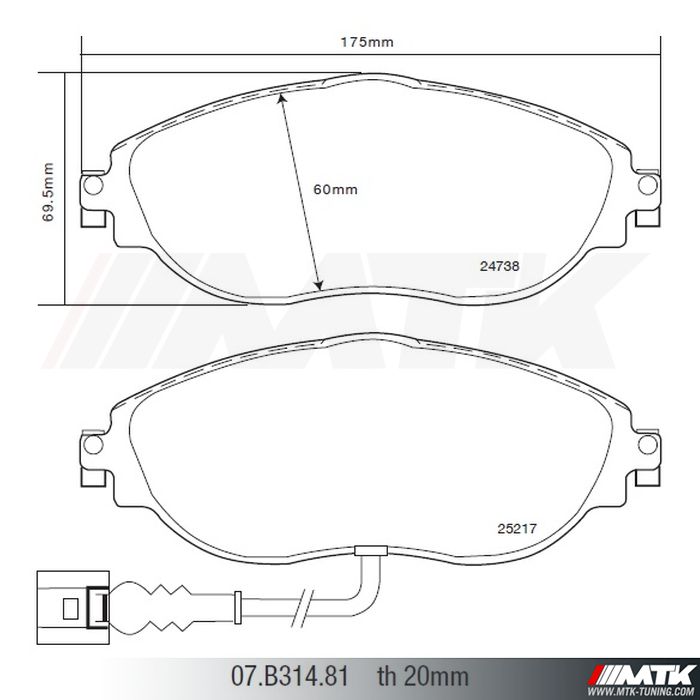 Plaquettes de frein Brembo HP2000 07.B314.81