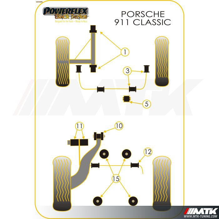 Porsche 911 Bras De Suspension Roulement Powerflex pff57-401blk Porsche 911 Bras De Suspension Roulement Powerflex pff57-401blk