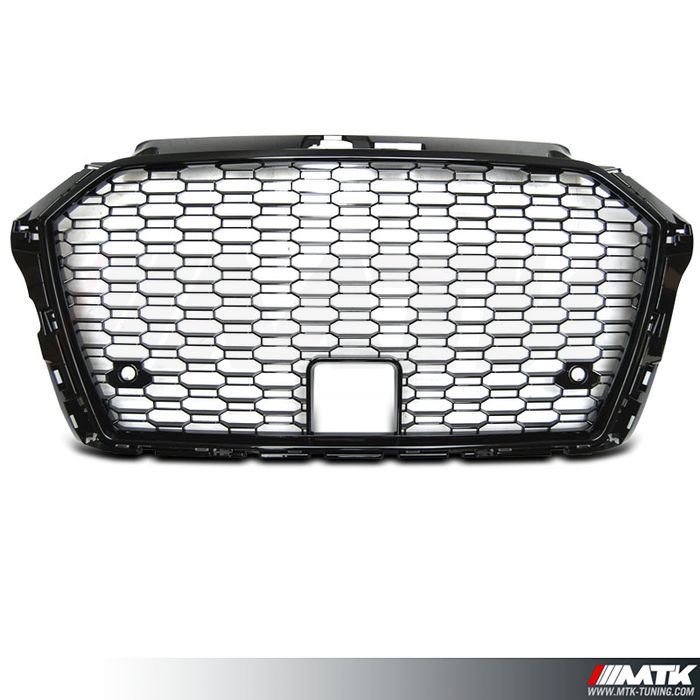 CALANDRE AVANT LOOK RS3 FULL NOIR BRILLANT POUR AUDI A3 8V