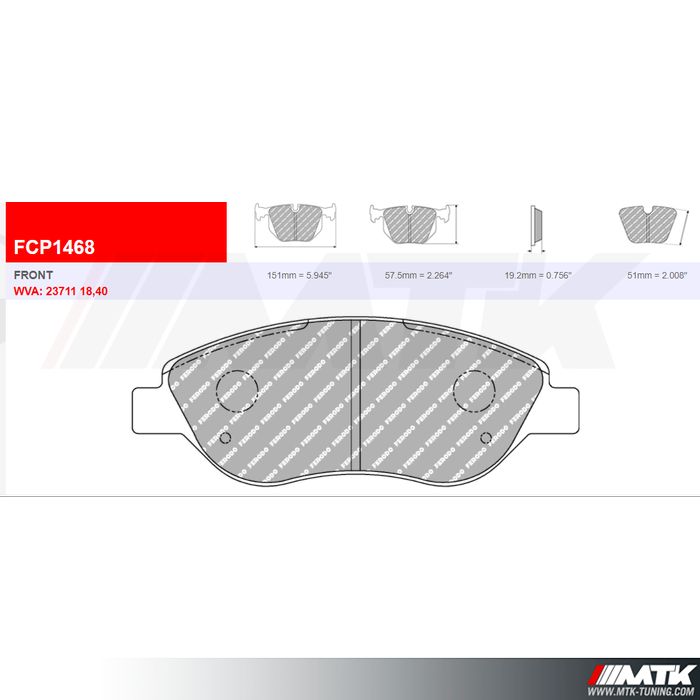 Plaquettes Ferodo Racing DS3.12 - FCP1468G