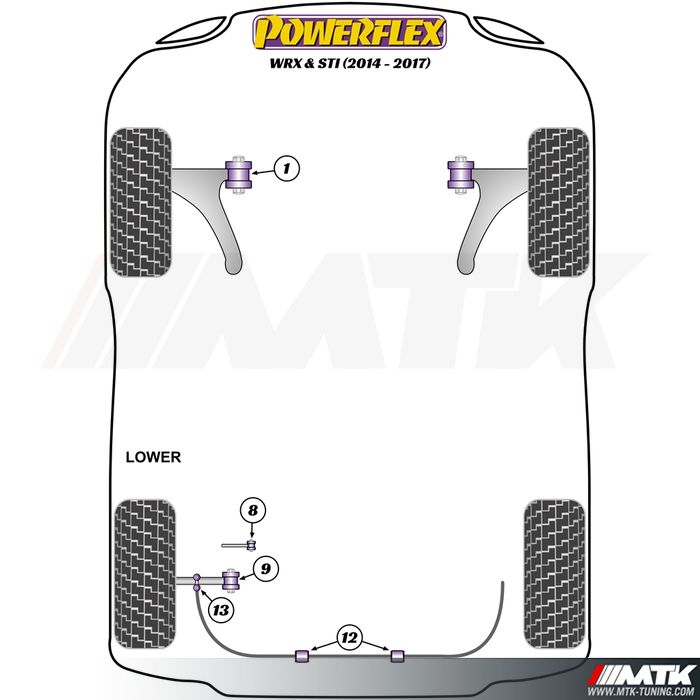 Silentblocs Powerflex Performance Subaru Impreza WRX inclus STI