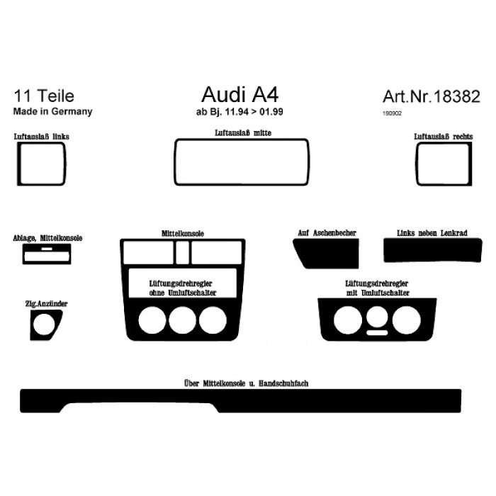 Décoration de tableau de bord Audi A4