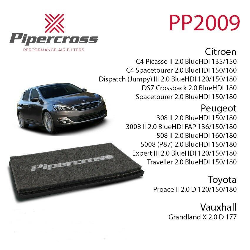 Filtre à air Sport Pipercross PP2009 Citroen - DS - Peugeot 2.0 BlueHDI